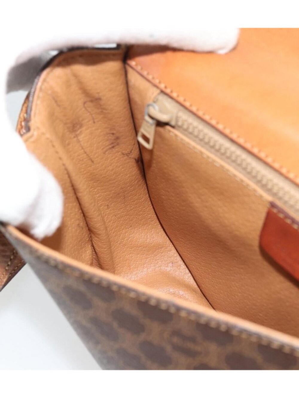 CELINE Macadam Canvas Shoulder Bag PVC Leather Brown Gold - Picture 13 of 16